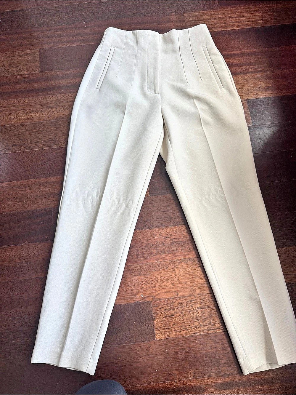 Zara High-Waisted Tailored Trousers cream Medium